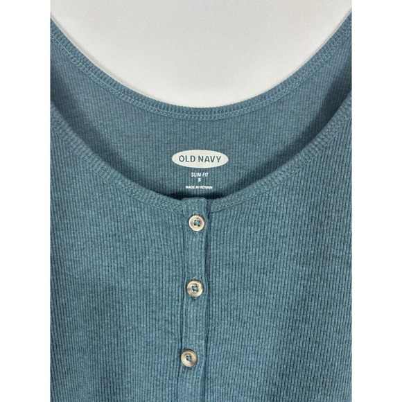 Old Navy Womens Y2K Ribbed Knit Henley Tank Size S Slim Preppy 90S Stretch Elena - Picture 9 of 15
